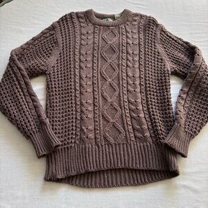 Vintage Pine Grove Brown Cable Knit Sweater L | Chunky Retro Pullover